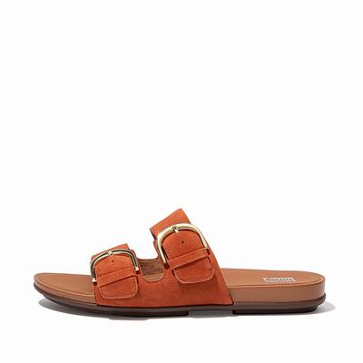 Fitflop Gracie Buckle Suede Slides - Sandalen Damen - Braun (WOU719465)